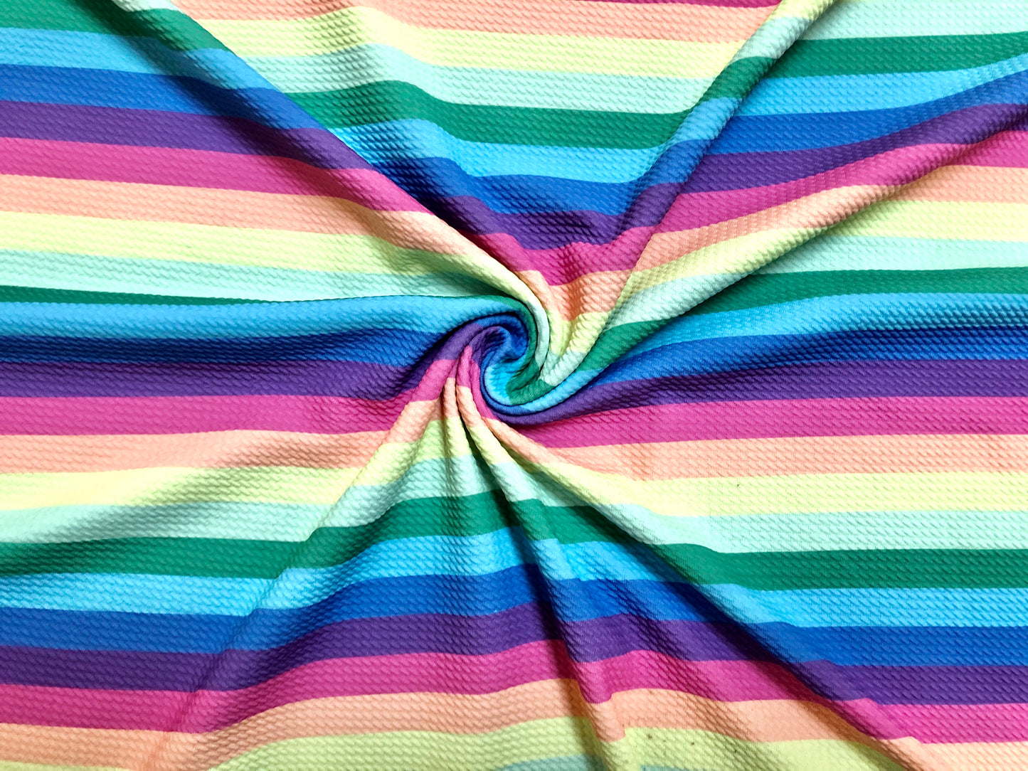 Bullet Knit Printed Fabric-Blue Purple Rainbow Horizontal Stripes-BPR182-Sold by the Yard
