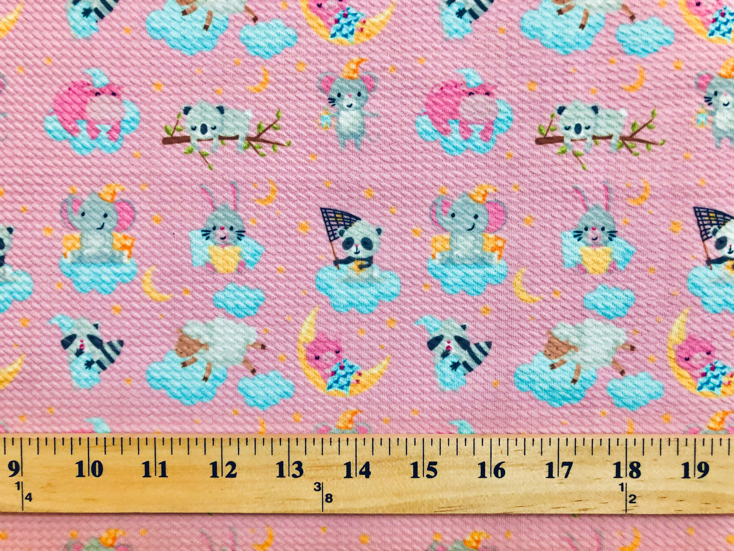 Bullet Knit Stretch Fabric – Adorable Baby Animals Pattern Print Pink, Blue & Gray, 56″ Wide, Sold by the Yard (BPR204)