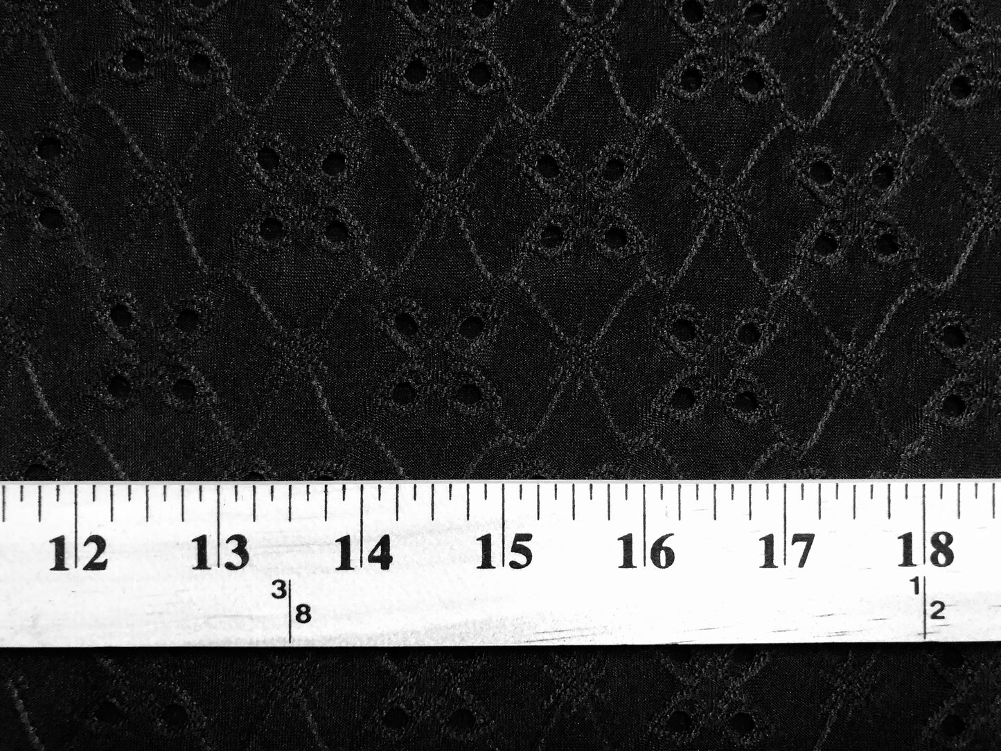 DTY Brushed Eyelet Knit Fabric – Midnight Black Diamond Pattern – 4-Way Stretch, 58" Wide – Sold by the Yard (DTYBPR232)