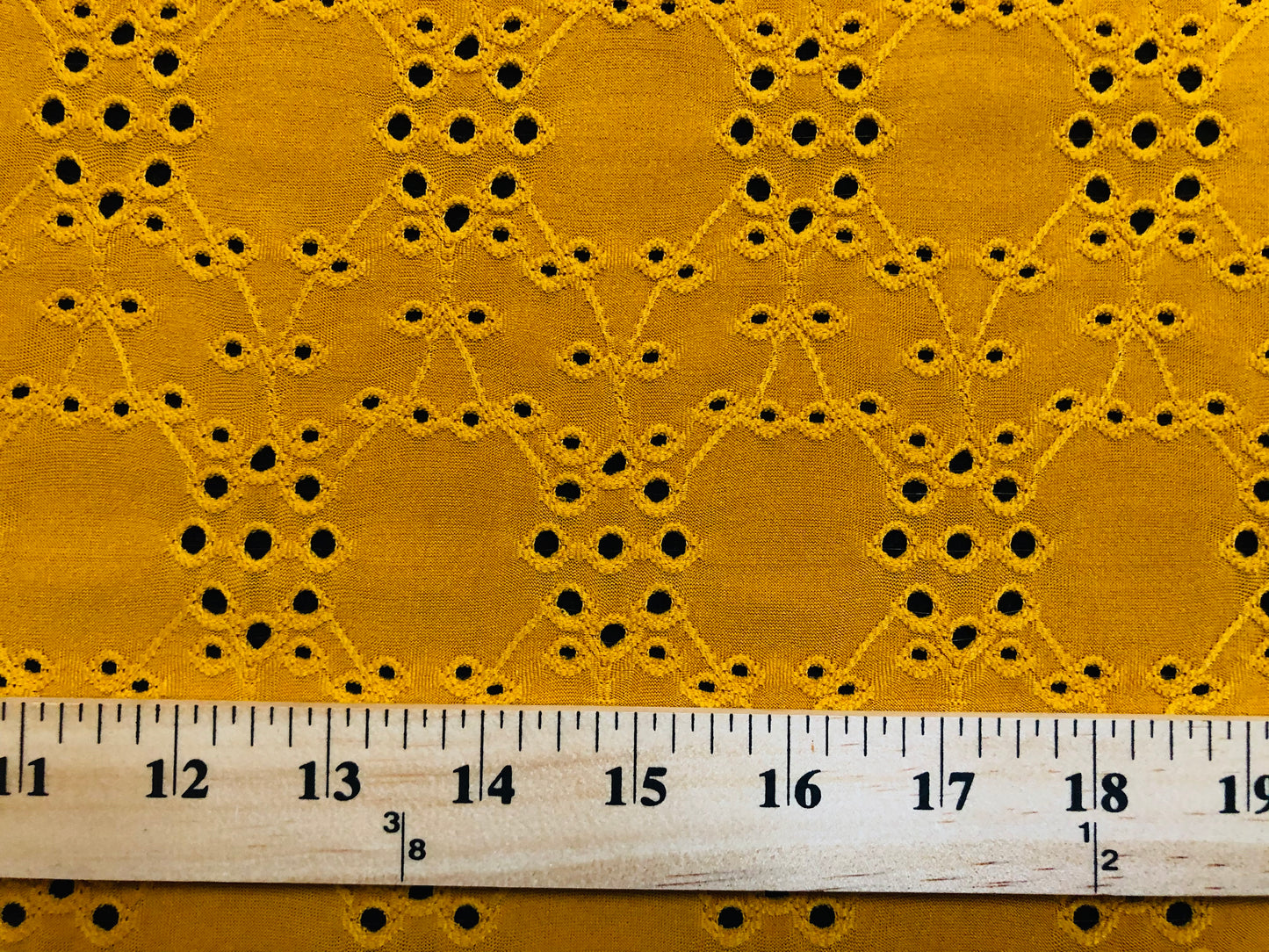 DTY Eyelet Fabric-Mustard Solid Color-DTYPR235-Sold by the Yard-Apparel Fabric