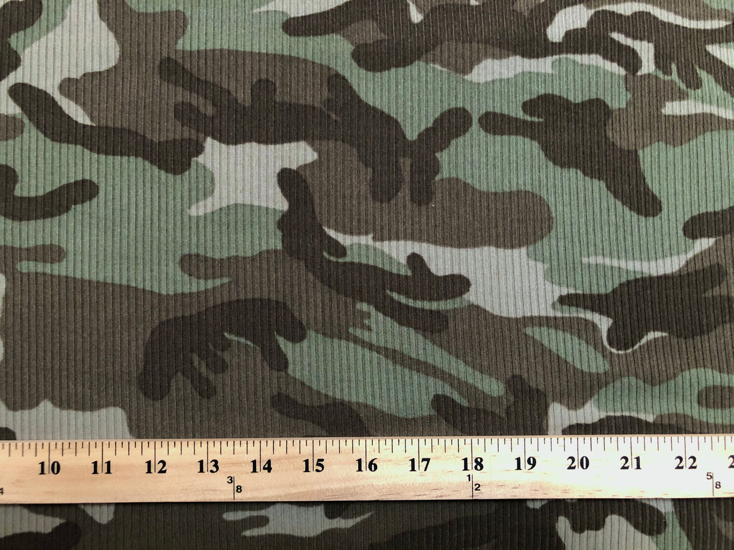 Camo Rib Knit Fabric – 4-Way Stretch, 60" Wide – Soft Recovery Polyester-Spandex, Sold by the Yard (PRSRPR02)