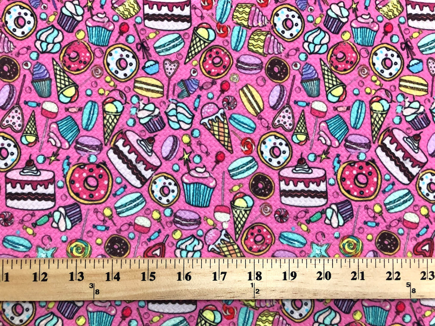 Bullet Knit Fabric - Mauve Blue Birthday Cake Party Print, 56″ Wide, Sold by the Yard (BPR033)