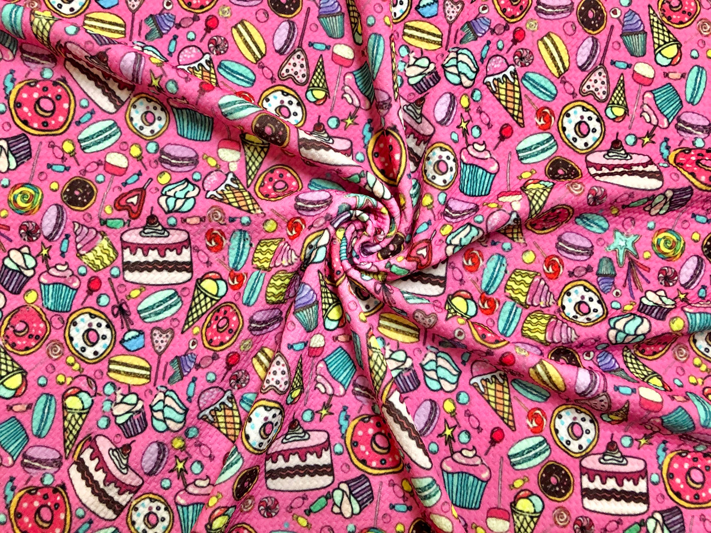 Bullet Knit Printed Fabric-Mauve Blue Birthday Cake Party-BPR033-Sold by the Yard