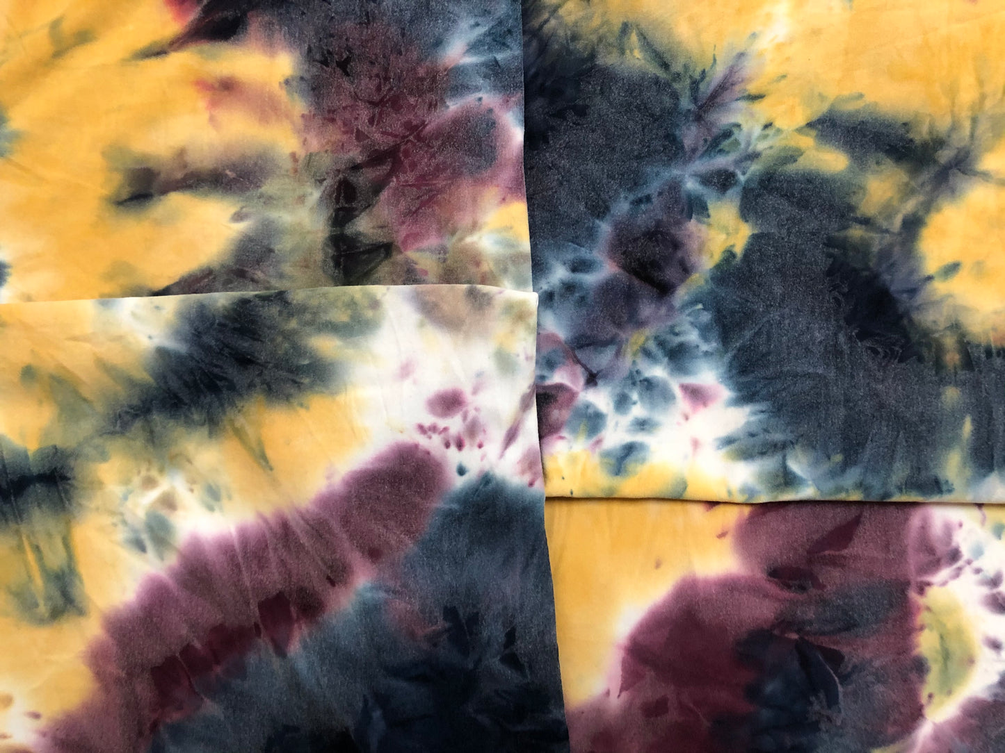 DTY Brushed Fabric-Yellow Navy Blue Purple Tie Dye-DTYBTD024-Sold by the Yard-Jersey Fabric