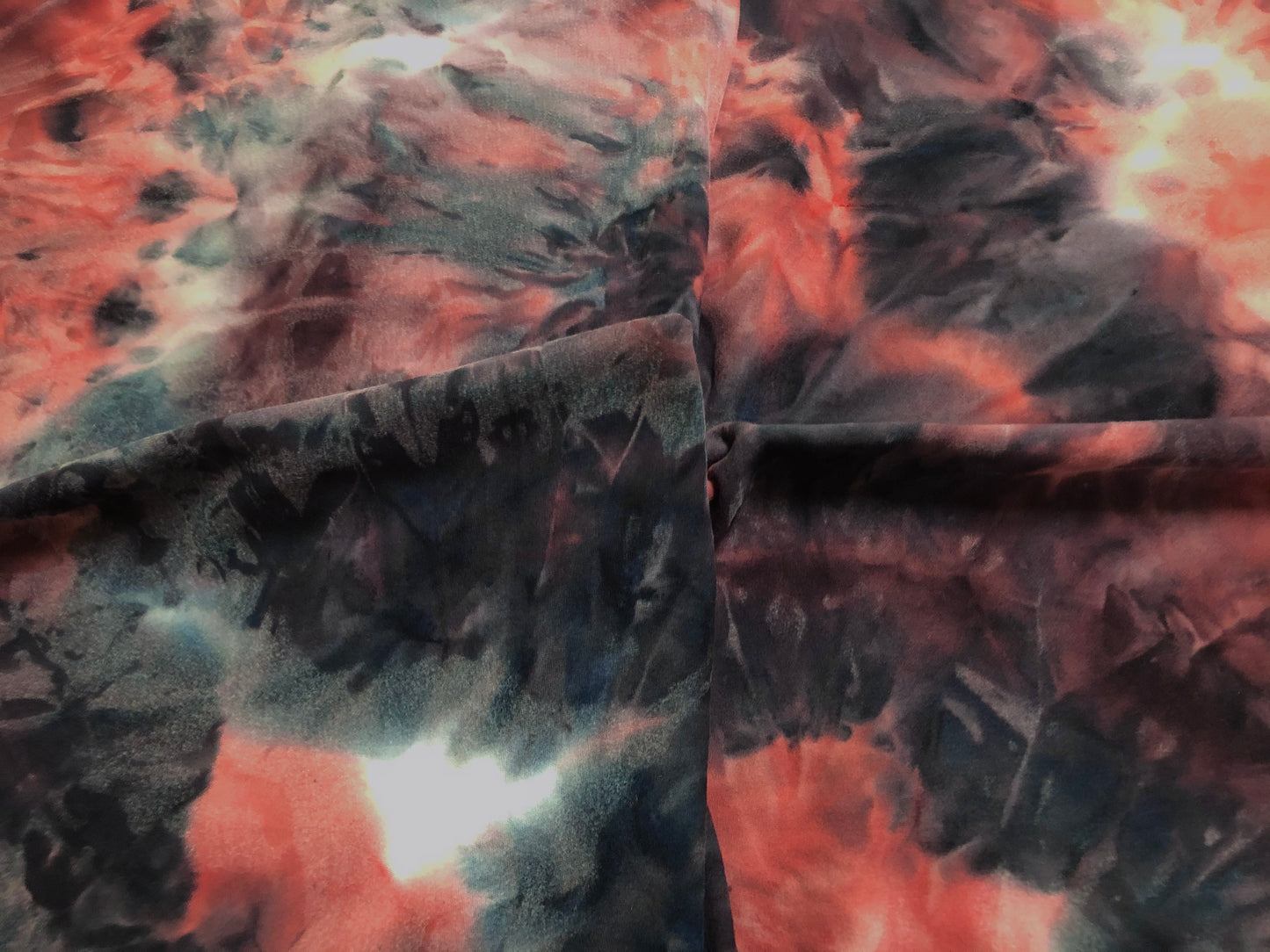 DTY Brushed Fabric-Red Black Ice Tie Dye-DTYBTD026-Sold by the Yard-Jersey Fabric