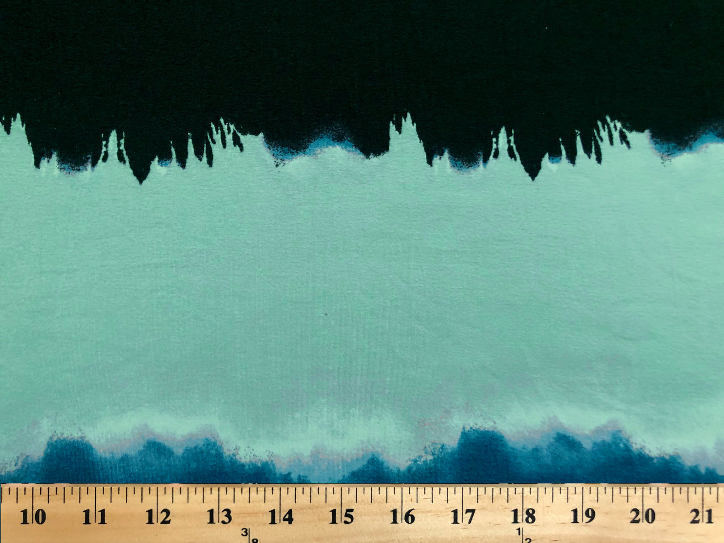 DTY Brushed Fabric-Aqua Blue Black Waved Stripes-DTYBPR273-Sold by the Yard-Jersey Fabric