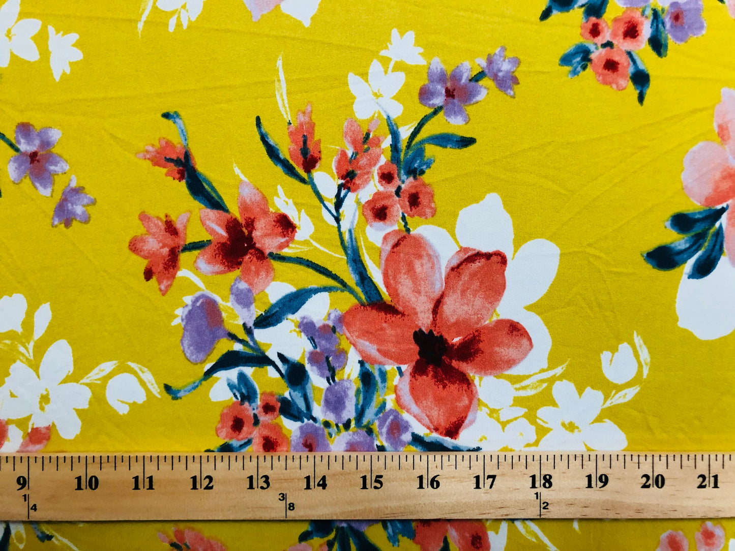 DTY Brushed Fabric-Yellow Red Lavender Flowers-DTYBPR243-Sold by the Yard-Jersey Fabric