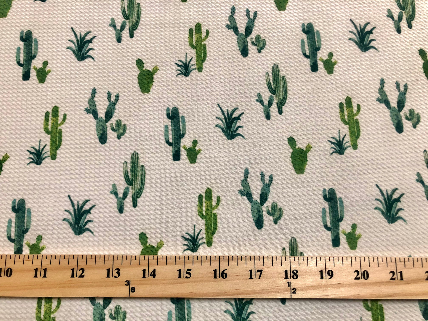 Bullet Knit Fabric - Ivory, Green Cactus Print, 56″ Wide, Sold by the Yard (BPR223)