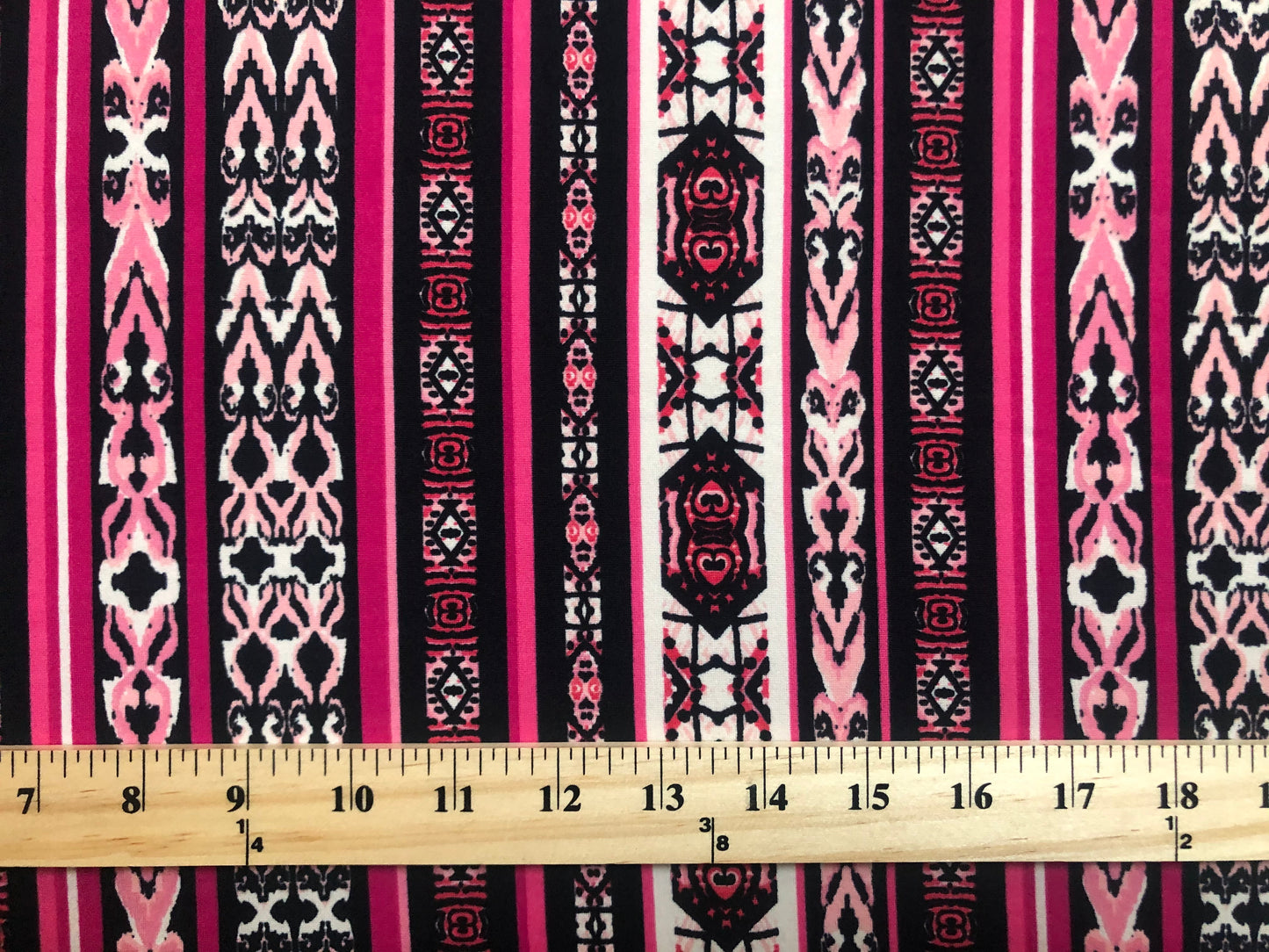DTY Brushed Fabric-Hot Pink Black White Mayan Symbols-DTYBPR282-Sold by the Yard-Jersey Fabric