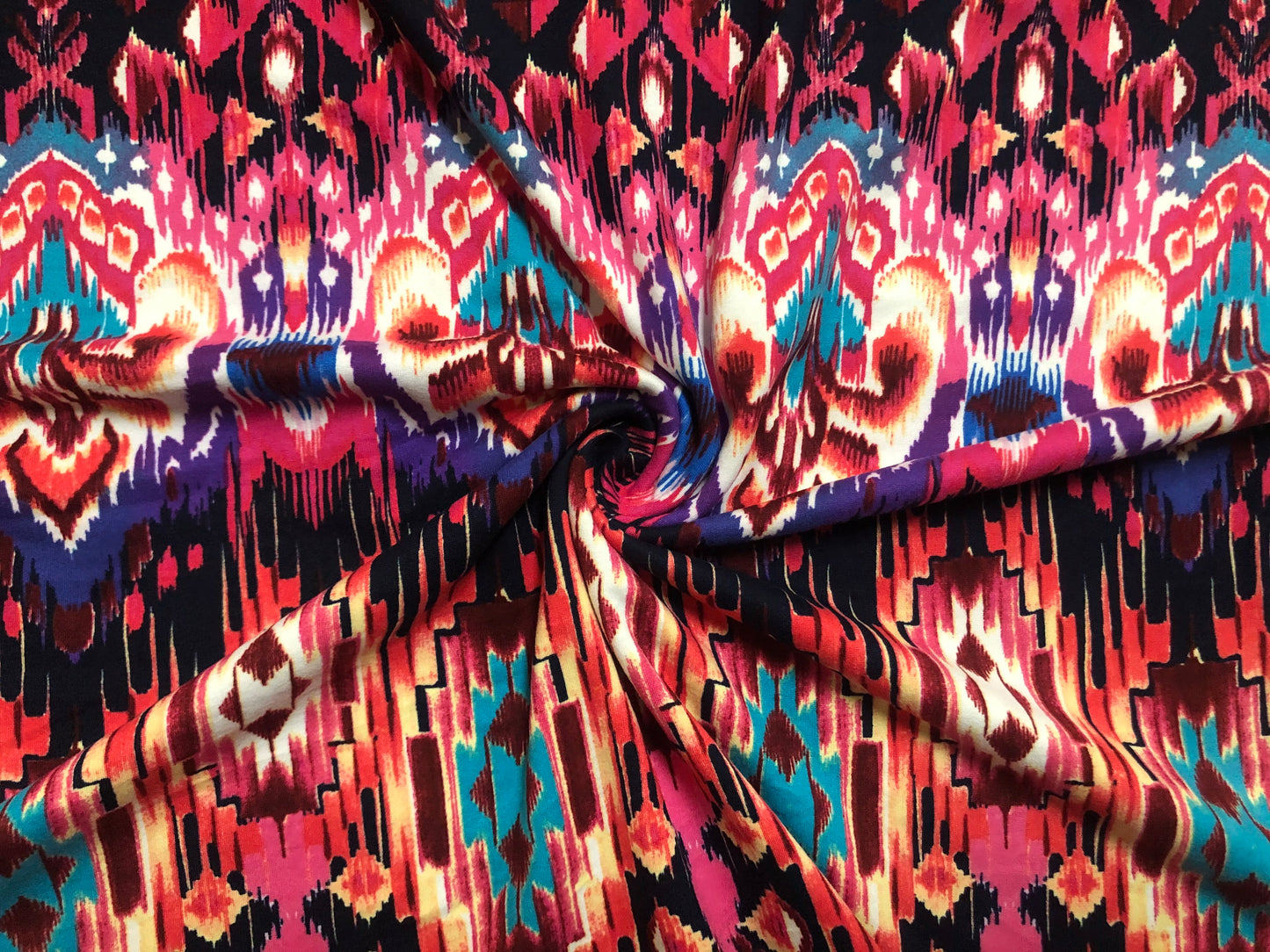 DTY Brushed Fabric-Purple Teal Pink Tribal-DTYBPR284-Sold by the Yard-Jersey Fabric
