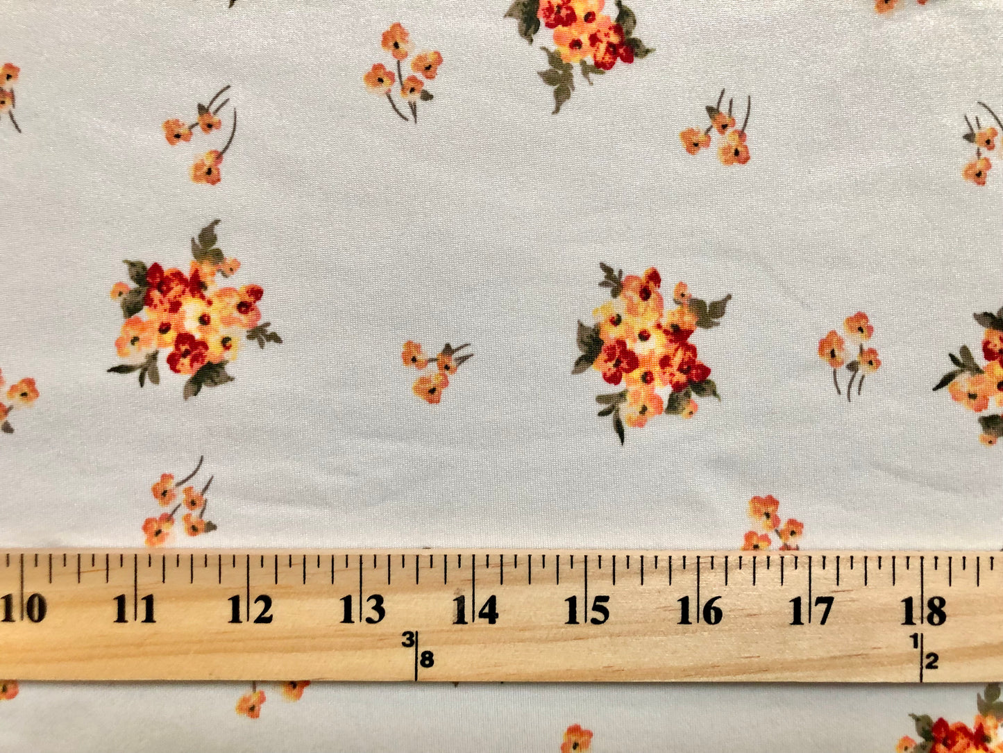 DTY Brushed Fabric-Ivory Rust Orange Camellias-DTYBPR291-Sold by the Yard-Jersey Fabric