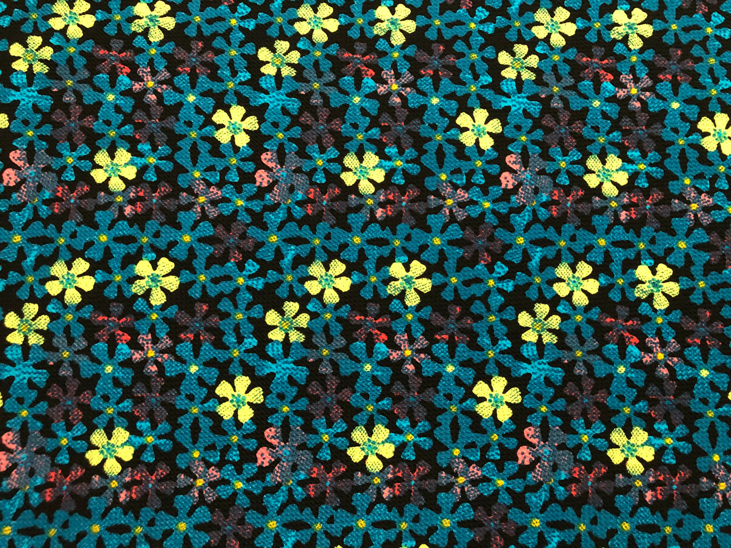 Bullet Knit Printed Fabric-Teal Lime Clover Flowers-BPR244-Sold by the Yard