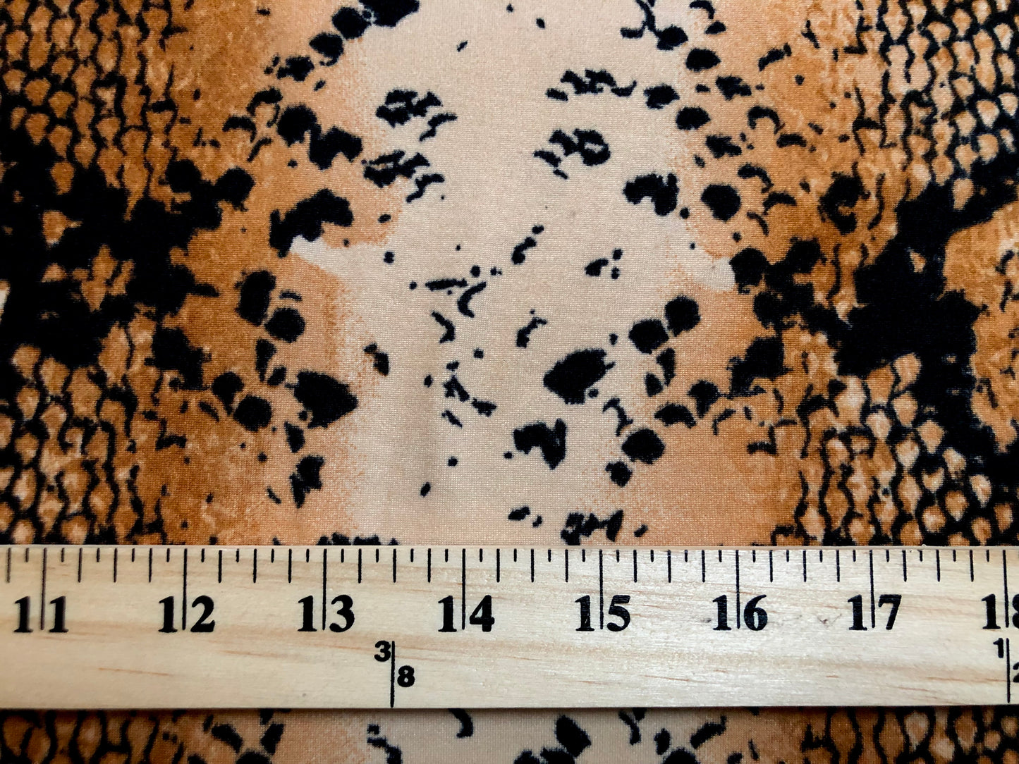 DTY Brushed Knit Fabric – Caramel/Tan & Black Desert Python Snakeskin – Animal Print, 4-Way Stretch, 58" Wide – Sold by the Yard (DTYBPR313)