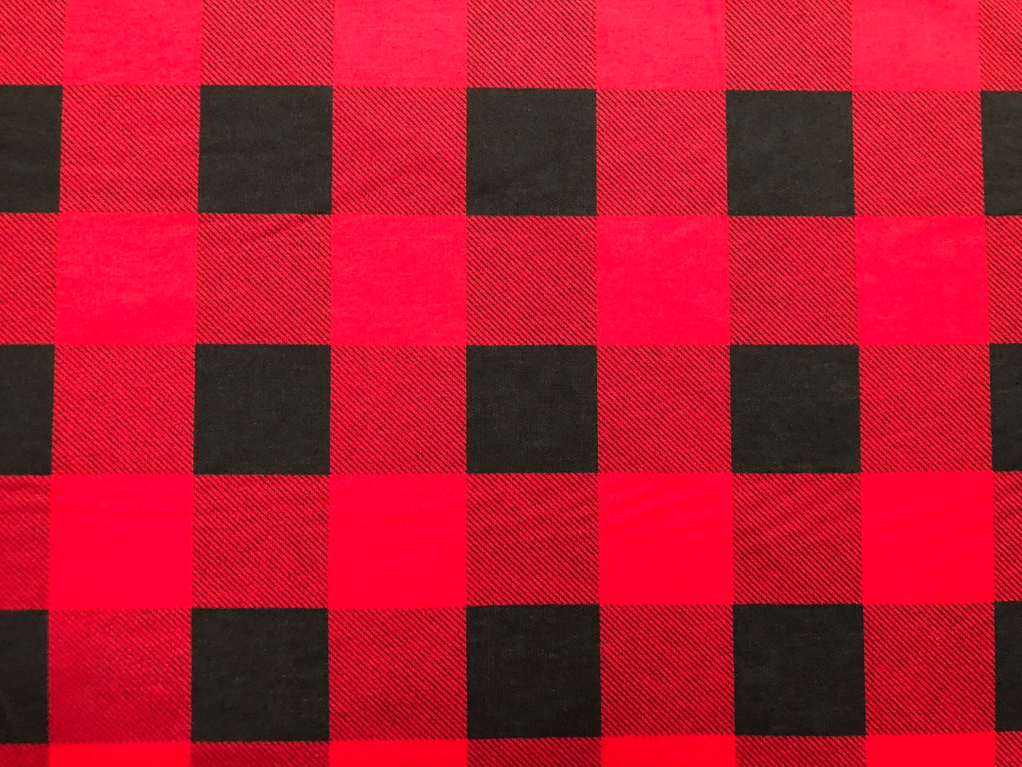 Red & Black Buffalo Plaid French Terry Knit Fabric – 56" Wide Rayon-Poly-Spandex | Cozy Stretch Flannel Look – Sold by the Yard (FTKPR025)
