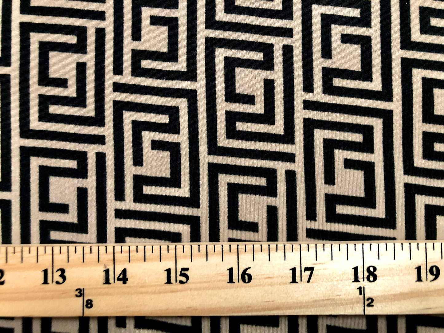 DTY Brushed Fabric-Beige Black Geometric Lines-DTYBPR327-Sold by the Yard-Jersey Fabric