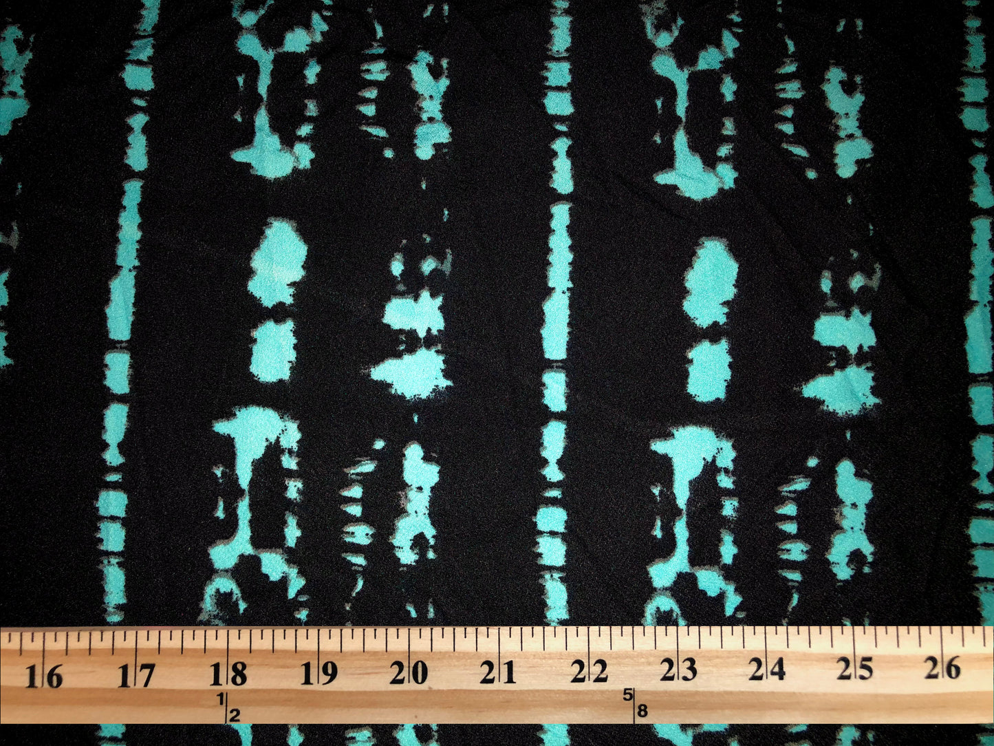 Liverpool Knit Fabric – Black & Mint Shibori Stripe – 4-Way Stretch, 56” Wide, 200 GSM – Sold by the Yard (LVPR250)