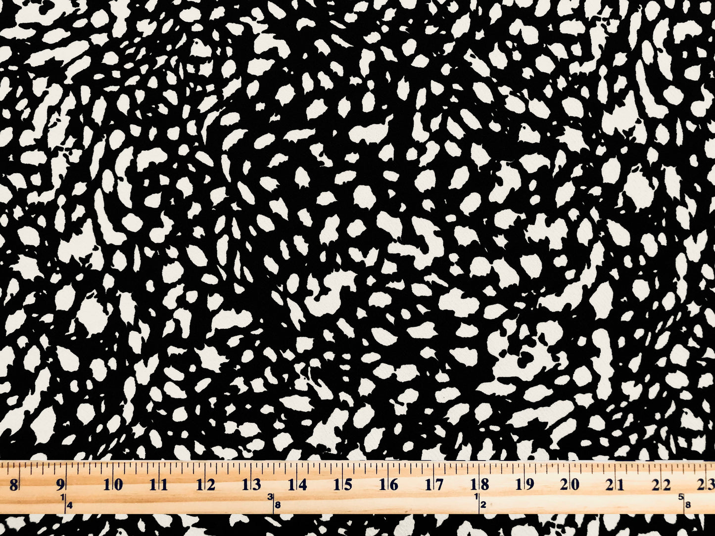 Liverpool Knit Fabric – Black & White Dalmatian Swirl – 4-Way Stretch, 56" Wide, 200 GSM – Sold by the Yard (LVPR252)