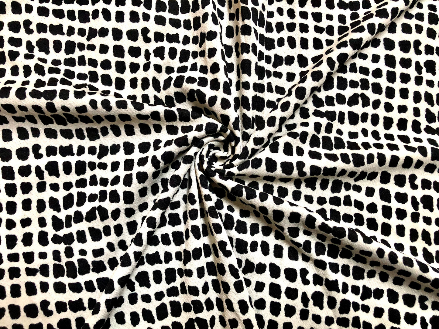 Liverpool Knit Printed Fabric-Ivory Black Geometric Spots-LVPR255-Sols by the Yard-Apparel Fabric