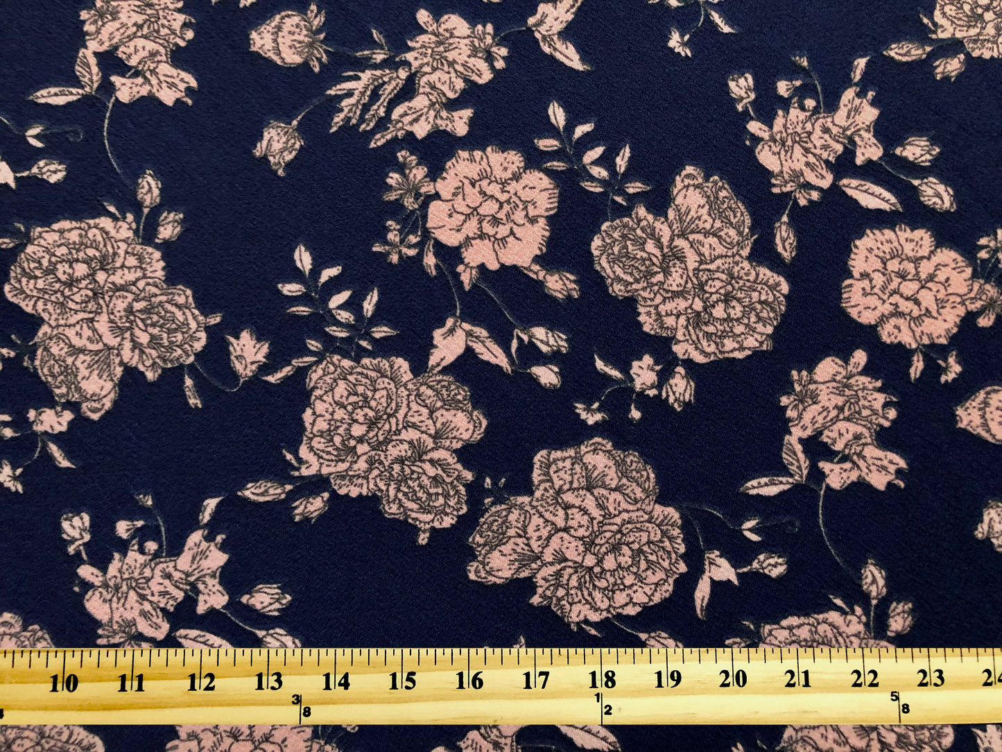 Liverpool Knit Fabric – Navy & Pink Sketch Peony Floral – 4-Way Stretch, 56” Wide, 200 GSM – Sold by the Yard (LVPR261)