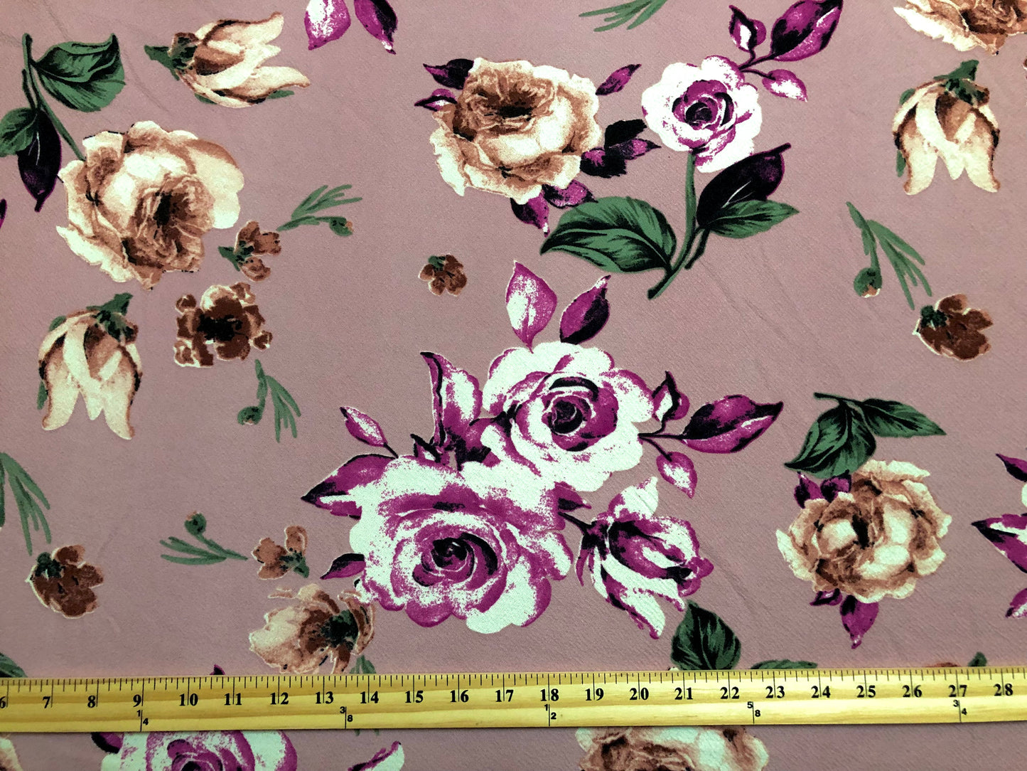 Liverpool Knit Printed Fabric-Pink Magenta Drawn Roses-LVPR270-Sold by the Yard-Apparel Fabric