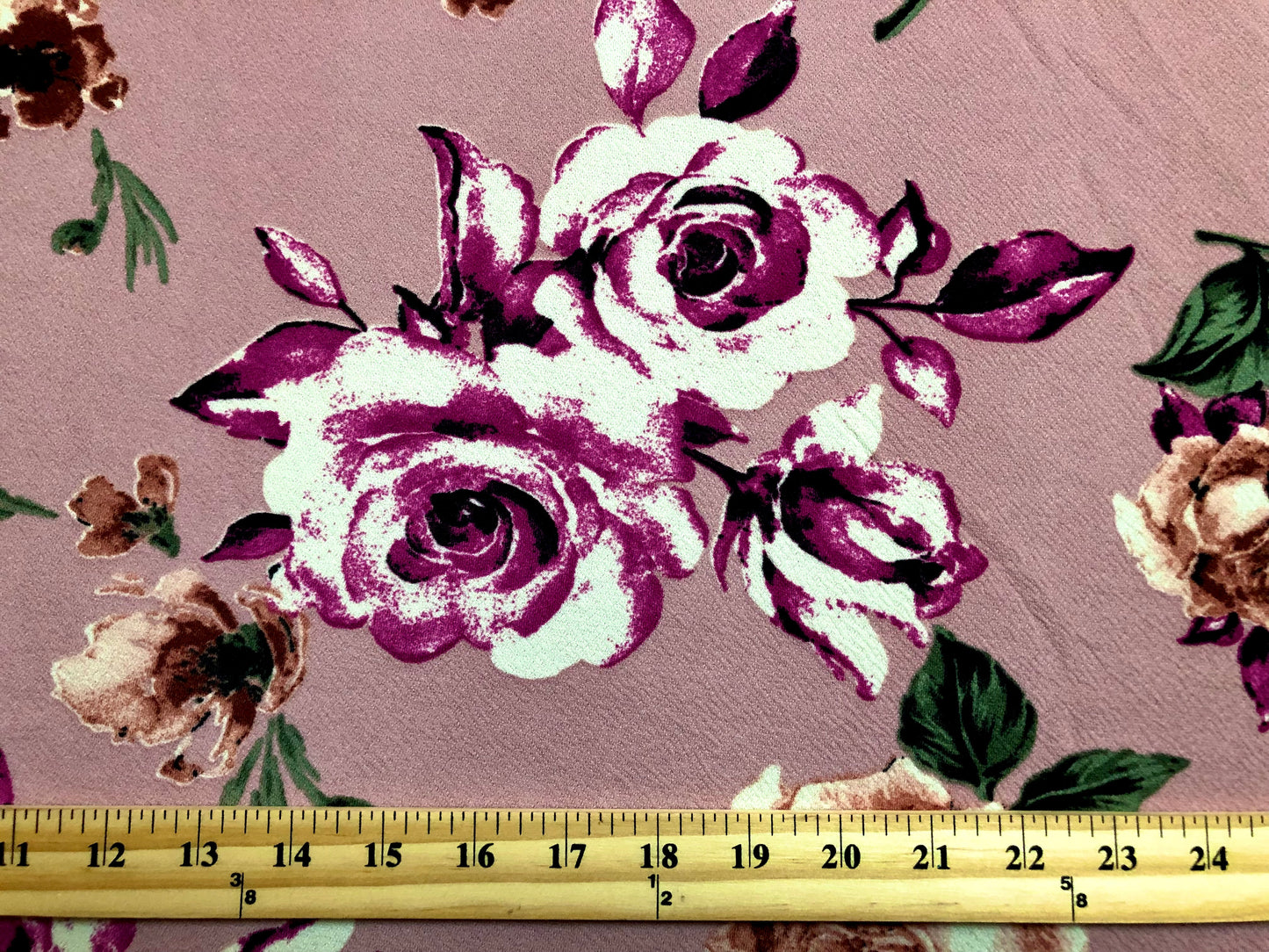 Liverpool Knit Printed Fabric-Pink Magenta Drawn Roses-LVPR270-Sold by the Yard-Apparel Fabric
