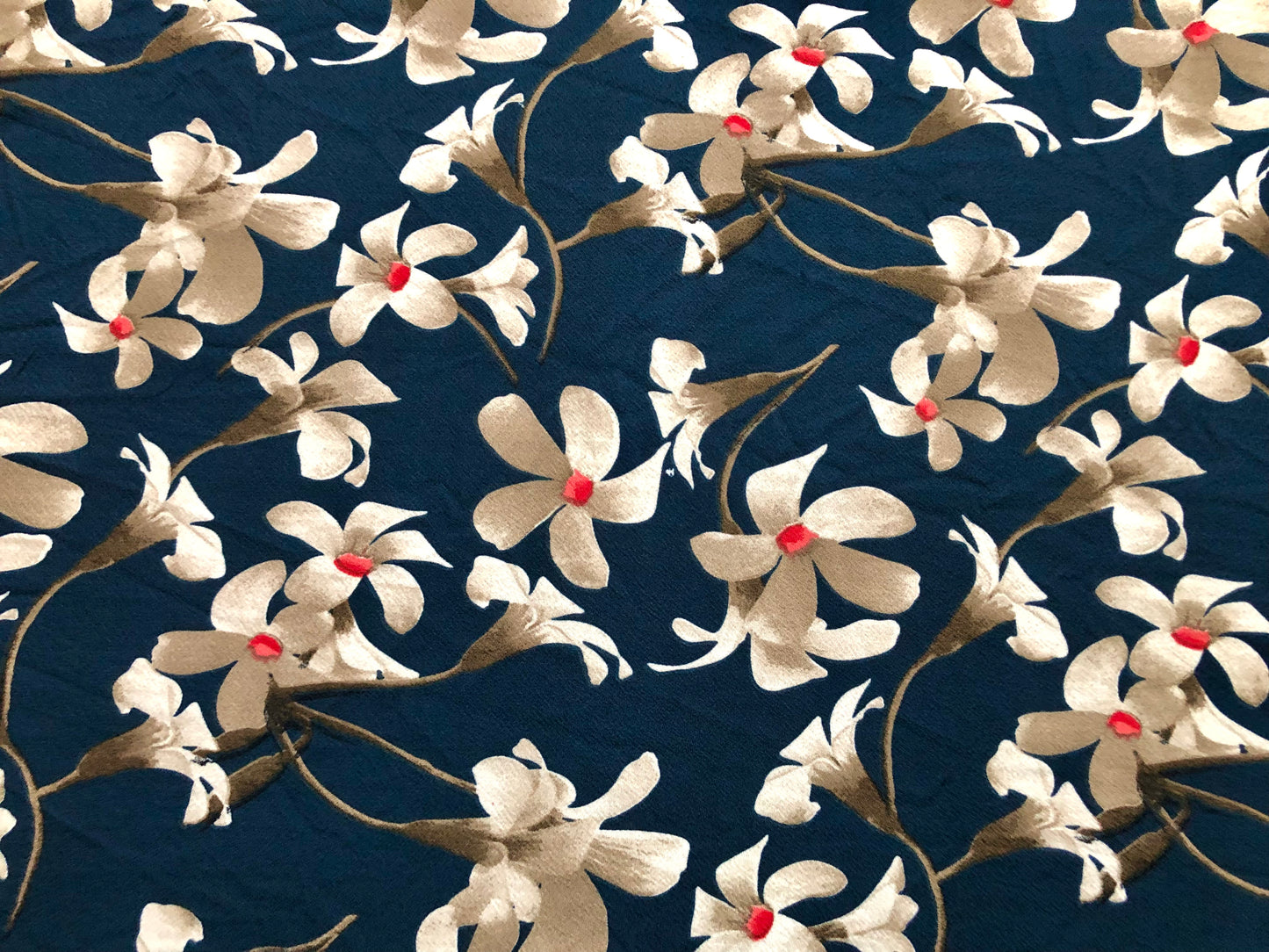 Liverpool Knit Printed Fabric-Teal Brown Flowers-LVPR266-Sold by the Yard-Apparel Fabric