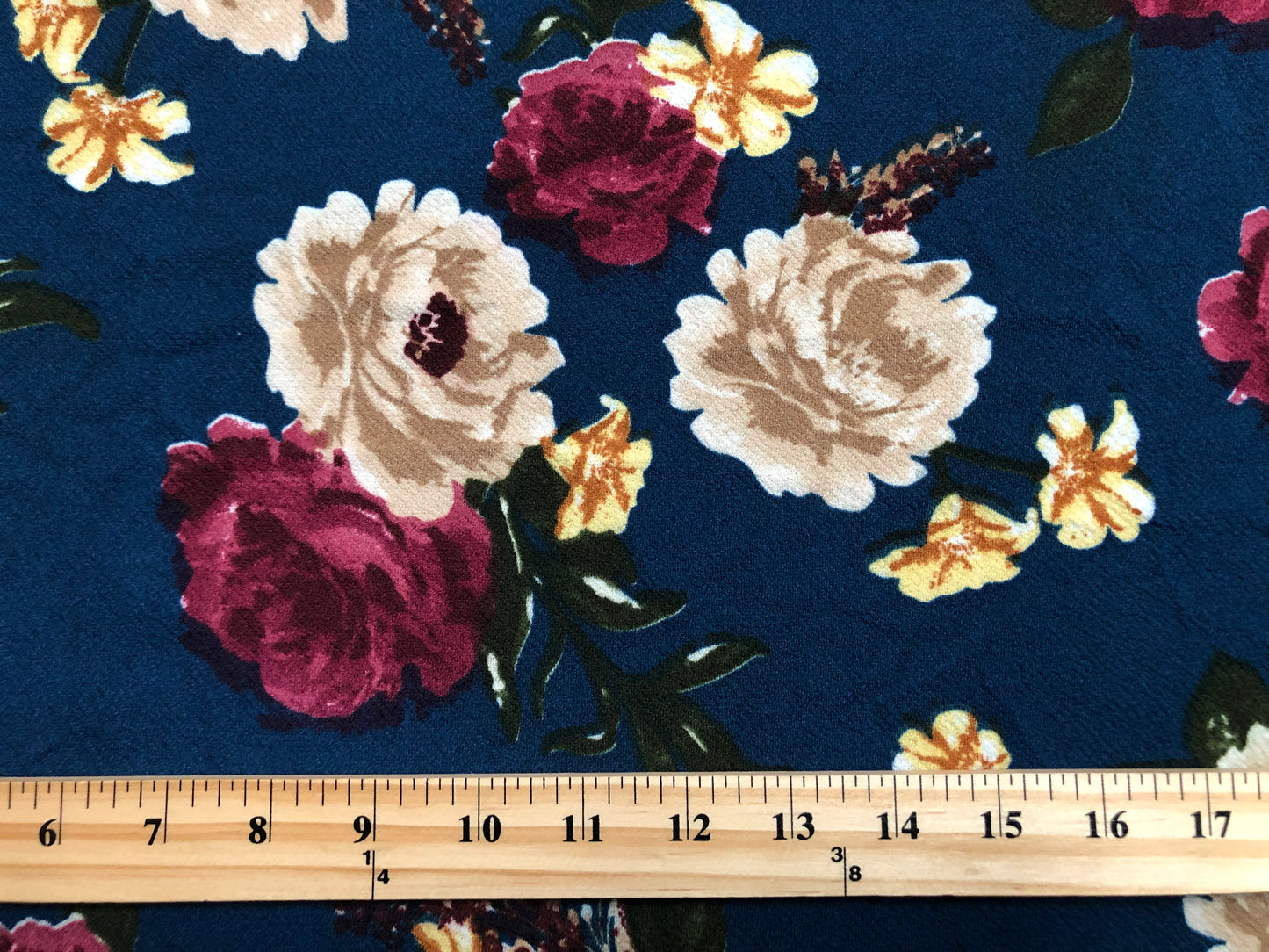 Liverpool Knit Printed Fabric-Dark Teal Purple Roses-LVPR278-Sold by the Yard-Apparel Fabric