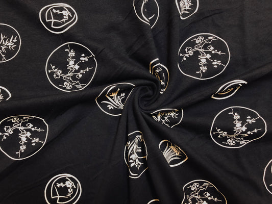 Black & White Medallion Cotton – 100% Cotton Print | Non-stretch, 60″ Wide – Sold by the Yard (CTJPR02)