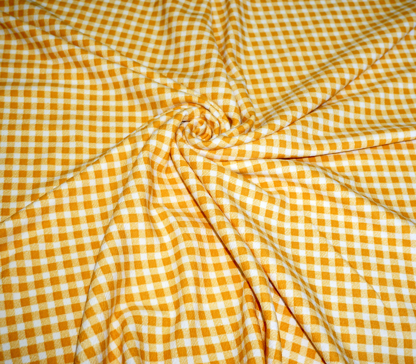 Liverpool Knit Printed Fabric-Mustard White Yellow Gingham-LVPR030-Sold by the Yard-Apparel Fabric