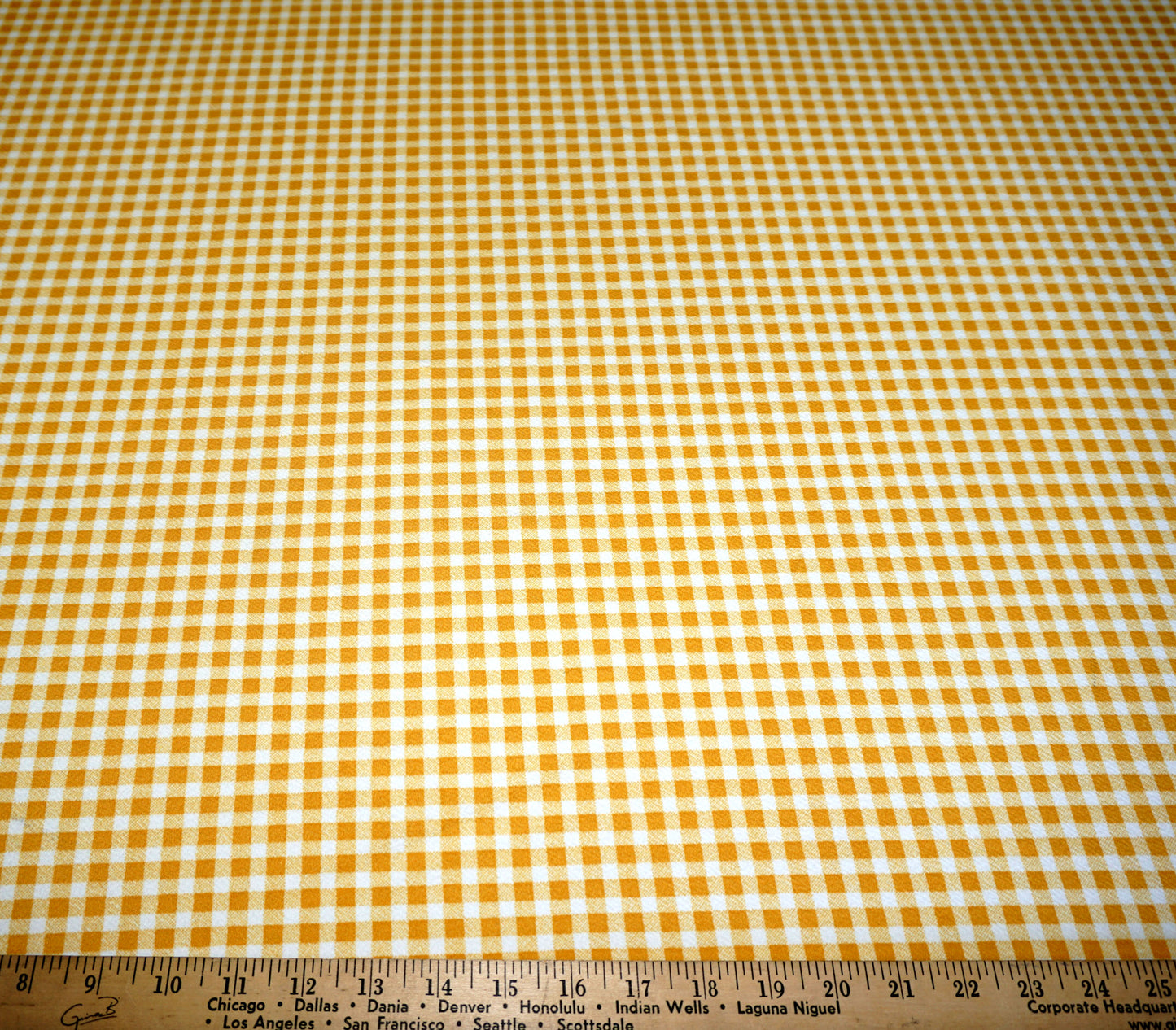 Liverpool Knit – Mustard & White Gingham – 4-Way Stretch, 56″ Wide, 200 GSM – Sold by the Yard (LVPR030)