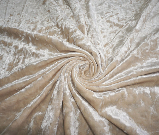 Crushed Velvet – Champagne, Mirror Sheen & Luxury Drape, Wide 58″, 2-Way Stretch, 96/4 Nylon-Spandex – Sold by the Yard (CRVNC01)