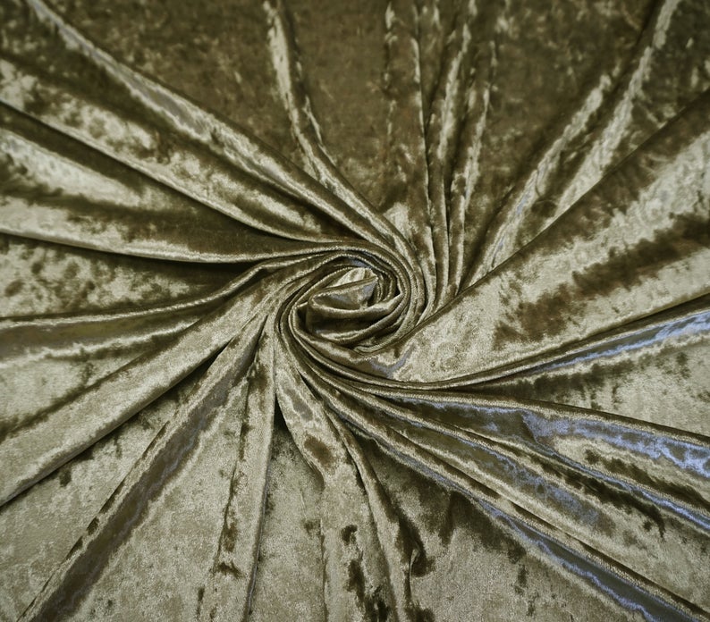 Crushed Velvet – Olive, Soft Sheen & Luxury Drape, 58″ Wide, 2-Way Stretch, 96/4 Poly-Spandex – Sold by the Yard (CRVC013)