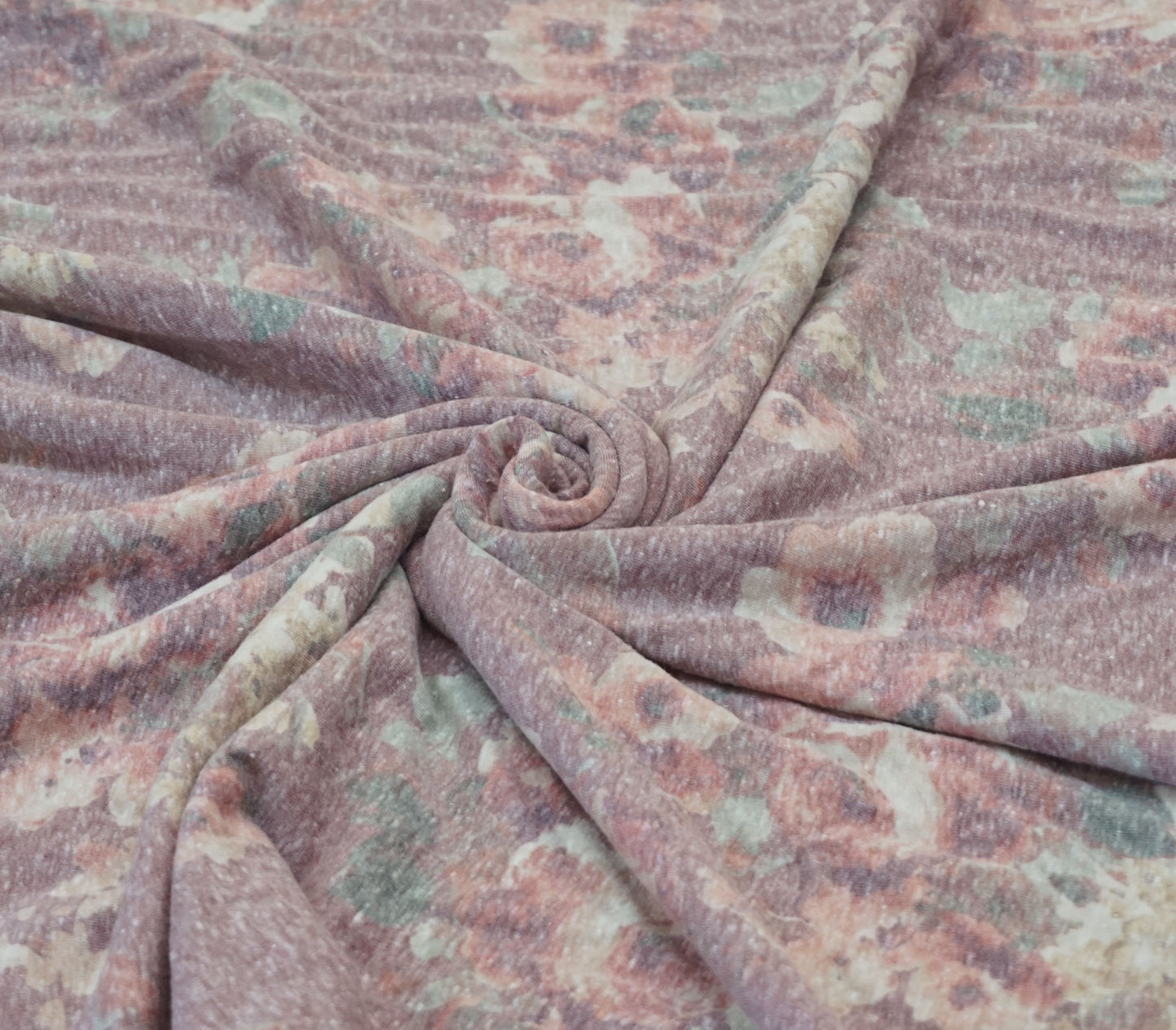 Mauve Pink Roses Poly Rayon Blend Stretch Floral Jersey Knit Fabric – 65% Polyester / 32% Rayon / 3% Spandex – 58″ Wide – Sold by the Yard (PRSXPR012)