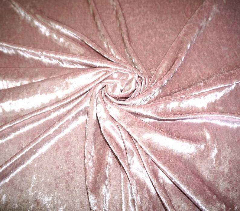 Crushed Velvet – Blush Pink, Soft Sheen & Luxury Drape, 58″ Wide, 2-Way Stretch, 96/4 Poly-Spandex – Sold by the Yard (CRVC08)