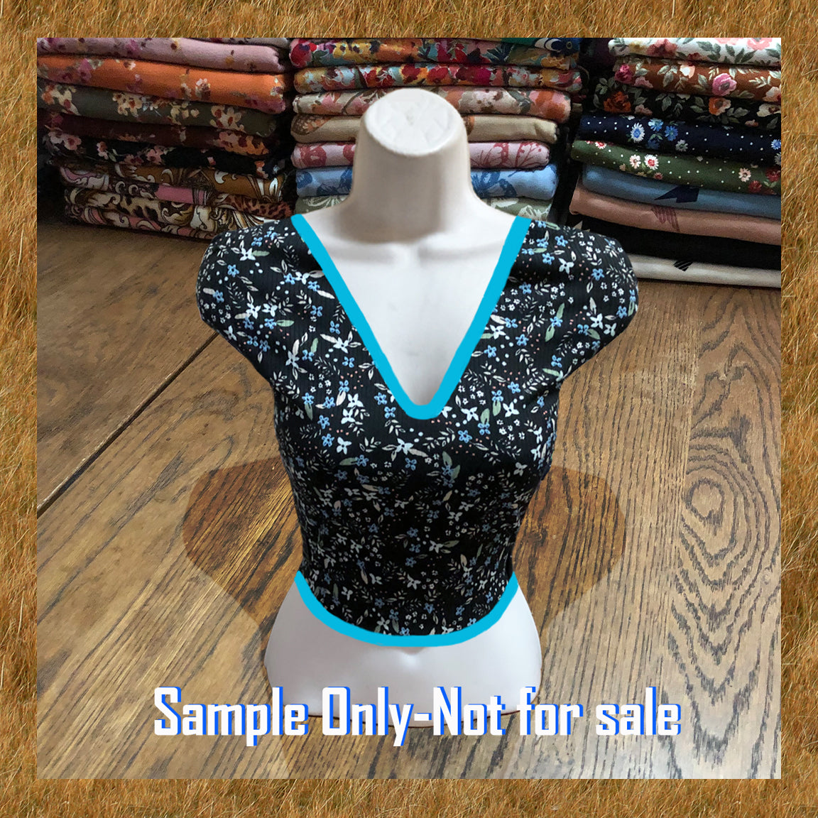 Soft Rib Knit Fabric – Black with Blue, White & Sage Mini Florals, 4-Way Stretch, 60" Wide – Premium Poly Rayon Spandex, Sold by the Yard (PRRPR086)