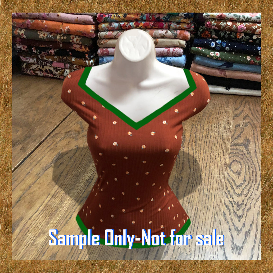 Soft Rib Knit Fabric – Camel Brown with Ivory Rose Buds, 60” Wide, 4 Way Stretch Poly/Rayon/Spandex- Sold by the Yard (PRRPR092)