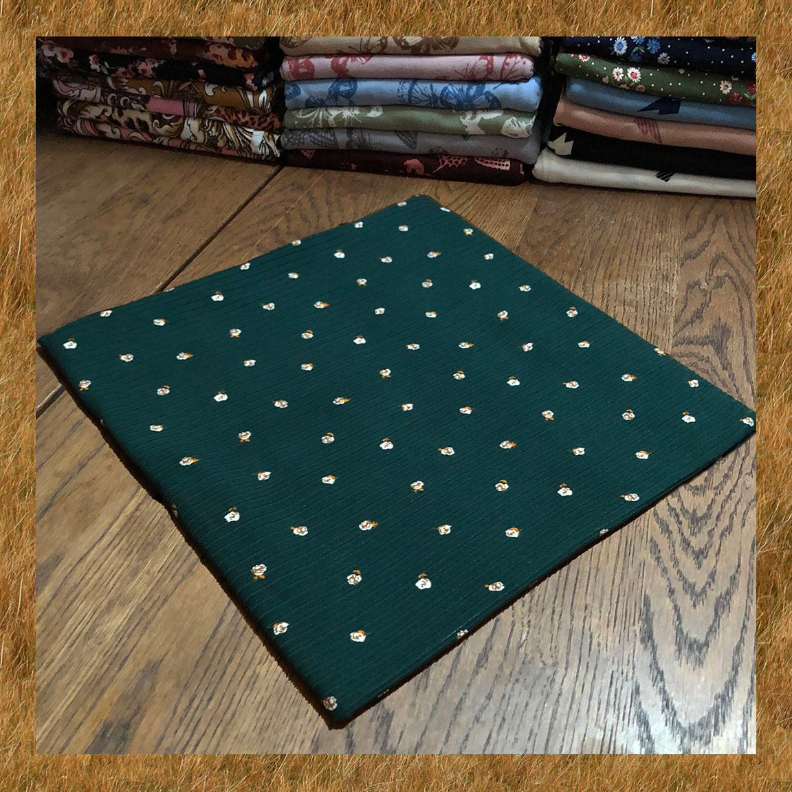 Soft Rib Knit – Forest Green Rosebud Floral, 4-Way Stretch, 60" Wide – Poly/Rayon/Spandex by the Yard (PRRPR090)