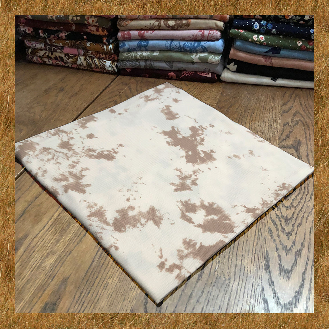 Soft Rib Knit Tie-Dye (Ivory/Taupe) – Poly/Rayon/Spandex, 4-Way Stretch, 60″ Wide, Sold by the Yard (PRRTD03)