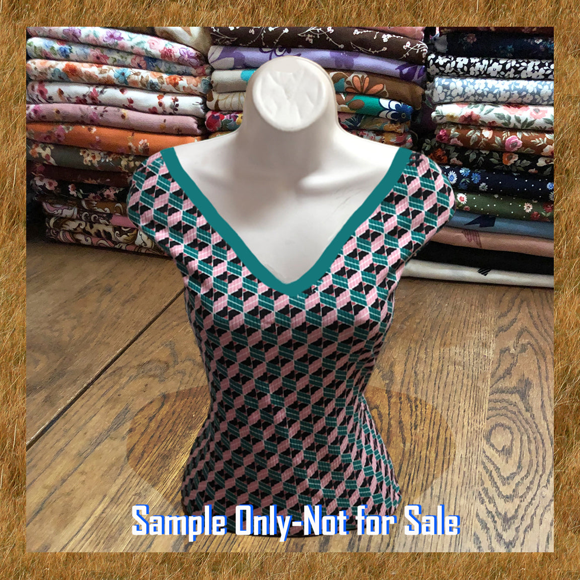 Teal & Pink Geometric Rib Knit – 3D Cube Print– Apparel-Grade Poly/Rayon/Spandex, 4-Way Stretch – 60" Width, Sold by the Yard (PRRPR054)