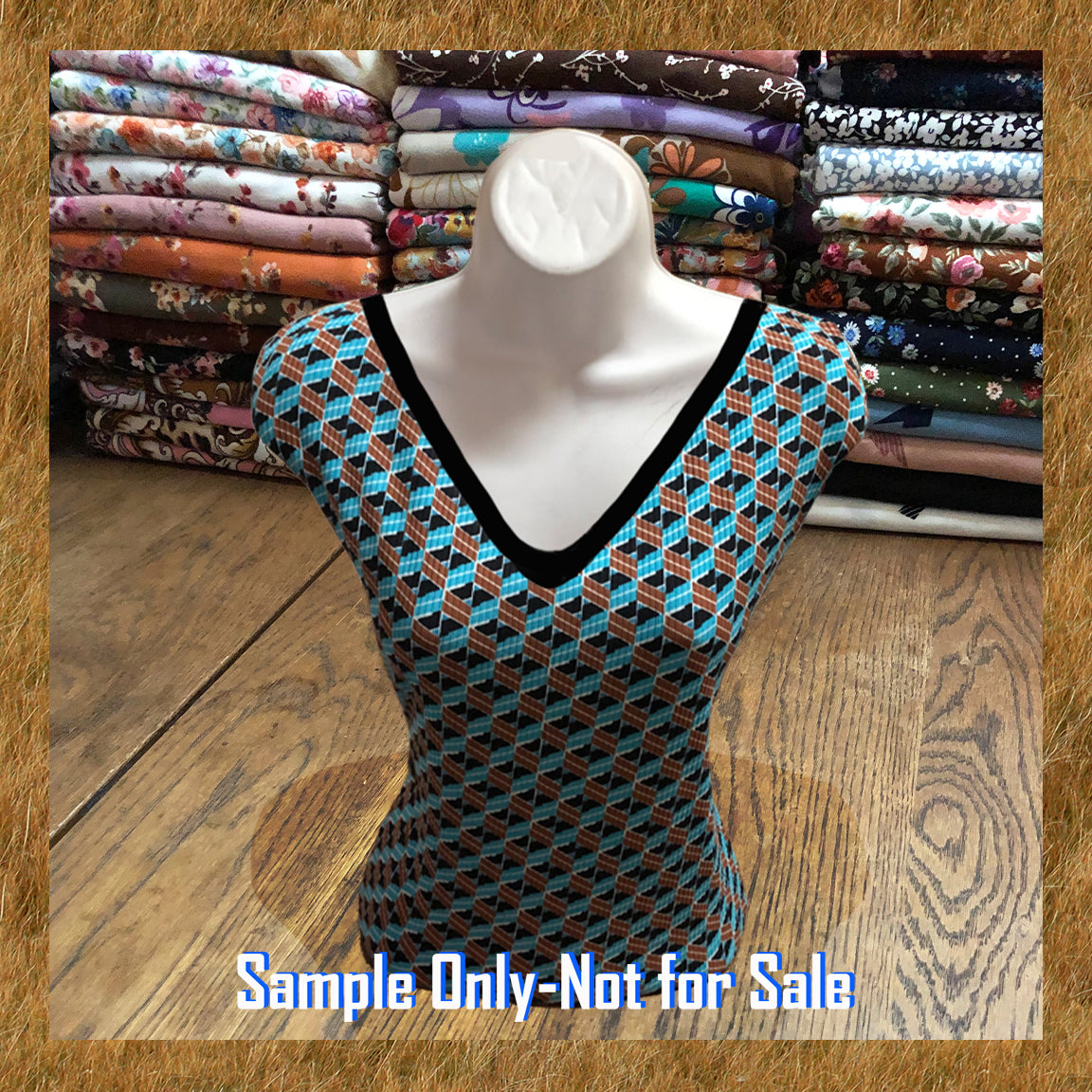 Teal & Rust Geometric Rib Knit – 3D Cube Print– Apparel-Grade Poly/Rayon/Spandex, 4-Way Stretch – 60" Width, Sold by the Yard (PRRPR053)