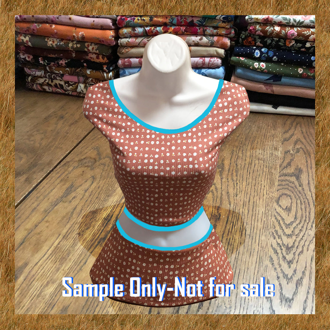 Soft Rayon Spandex Rib Knit — Terracotta with White Ditsy Dots — 4-Way Stretch, 60” Wide Apparel Fabric by the Yard (PRRPR081)