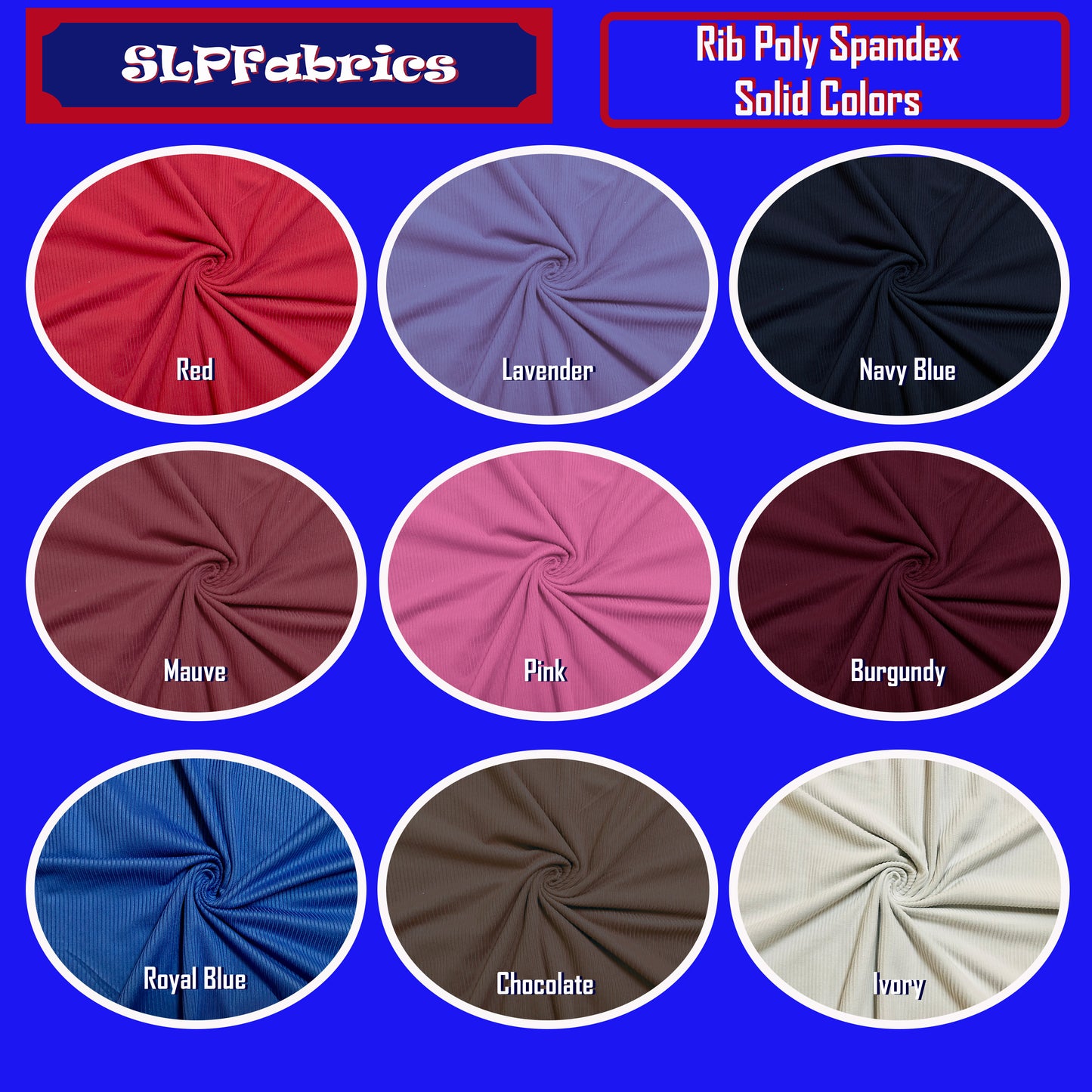 Premium Poly Spandex Rib — 4‑Way Stretch, Recovery & Drape | 56–60” Wide | Vibrant Solid Colors