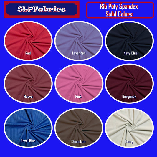 Premium Poly Spandex Rib — 4‑Way Stretch, Recovery & Drape | 56–60” Wide | Vibrant Solid Colors