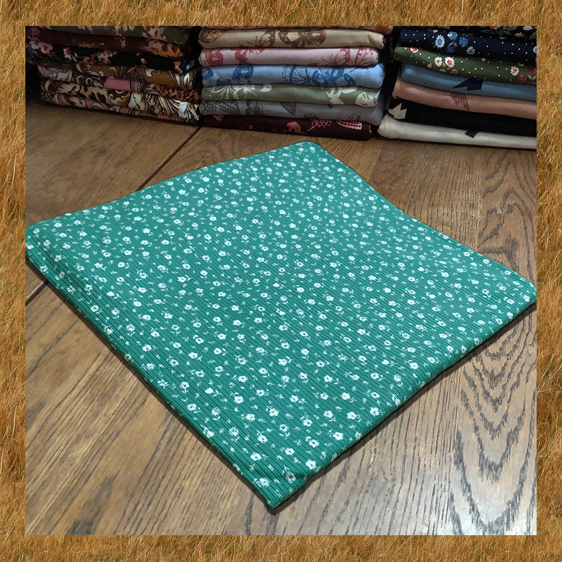 Luxe Rib Knit Fabric – Persian Green Ditsy Floral, Buttery-Soft 4-Way Stretch, 60″ Wide | Poly Rayon Spandex- Sold by the Yard (PRRPR094)