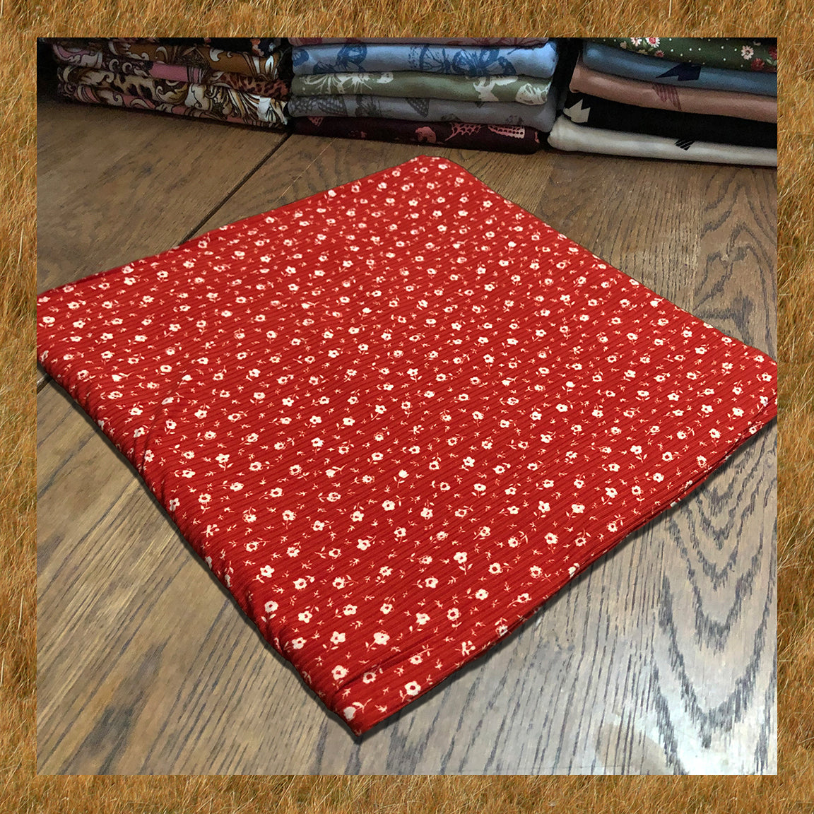 Soft 4-Way Stretch Rib Knit – Brick & Ivory Ditsy Floral, 60” Wide Poly/Rayon/Spandex-Sold by the Yard (PRRPR096)