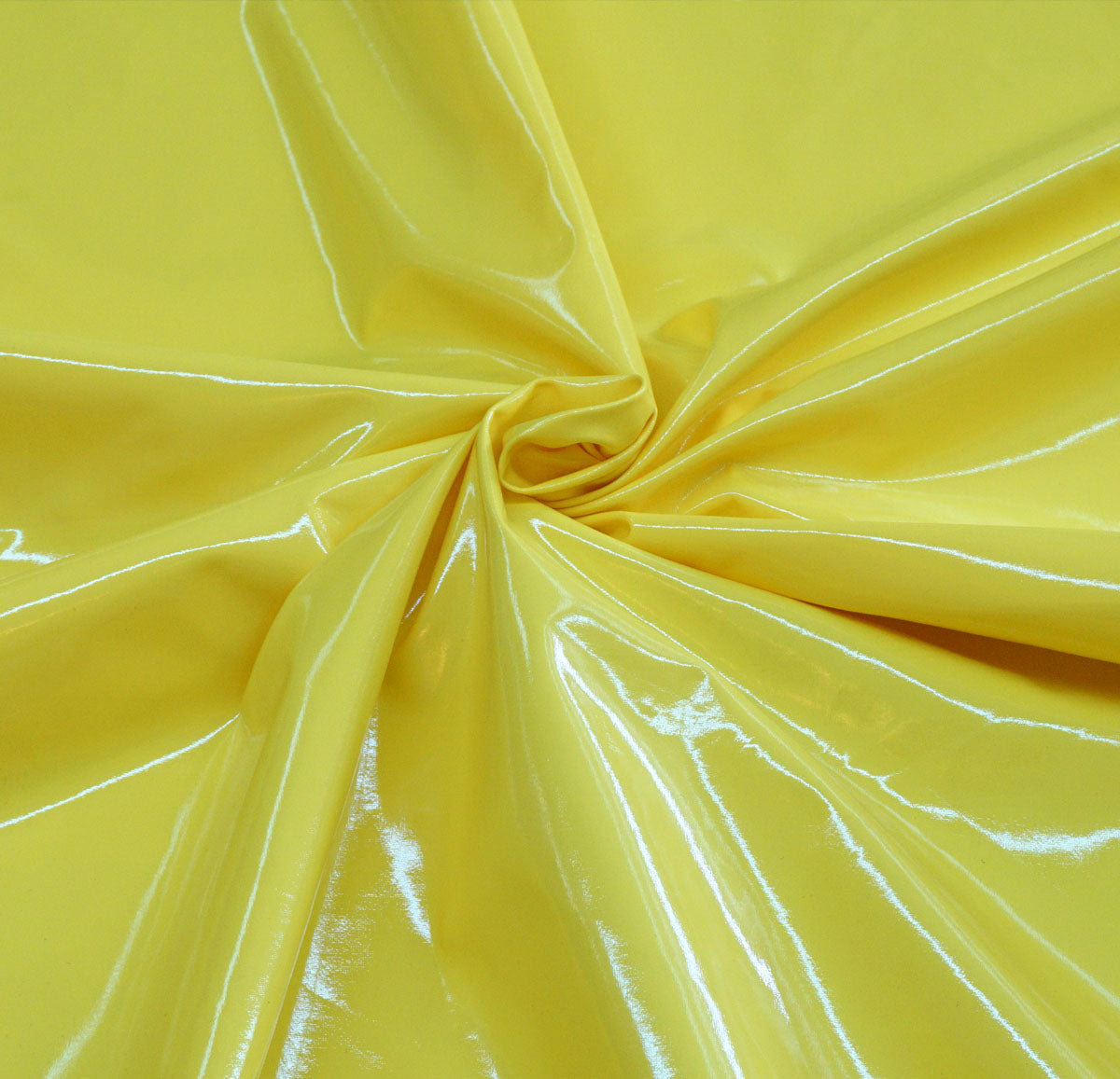 Shiny Yellow Faux Leather (PVC/PU) — Poly/Spandex Backing, 2-Way Stretch | 58″ Wide | 95% Polyester / 5% Spandex | By the Yard (PVCSC02)