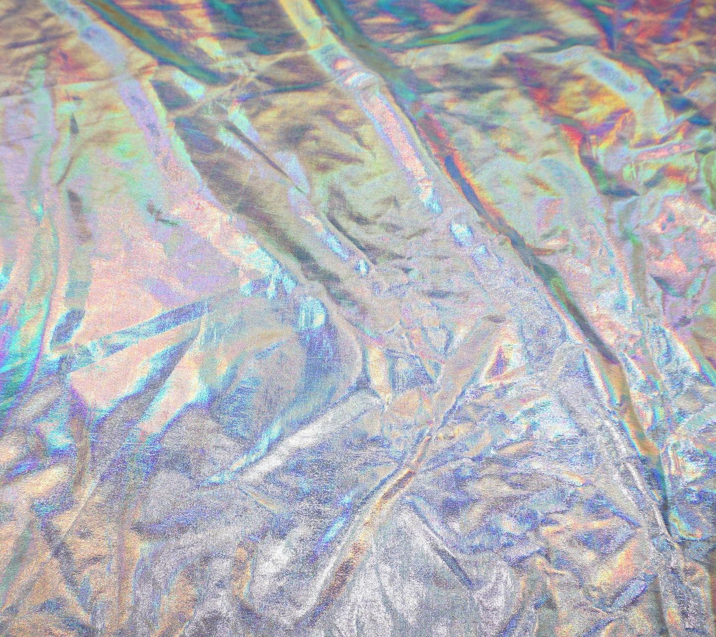 Hologram Silver Vinyl (PVC/PU) —Soft Knit Back, 2-Way Stretch | 58″ Wide | 95% Polyester / 5% Spandex | By the Yard (PVCVH03)
