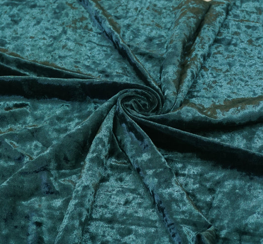 Crushed Velvet – Deep Teal, Soft Sheen & Luxury Drape, 58″ Wide, 2-Way Stretch, Sold by the Yard (CRVC03)