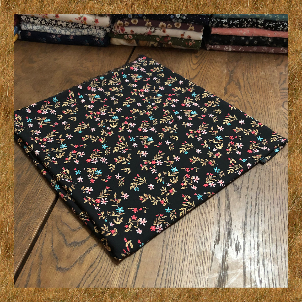 Black Floral Ditsy Poly Dobby— Airy Drape, Soft Matte Texture | 56″ Wide | 100% Polyester | By the Yard (PDBPR04)