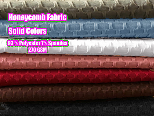 Honeycomb Textured Fabric-Solid Colors Collection-Sold by the Yard-Heavy Jacquard